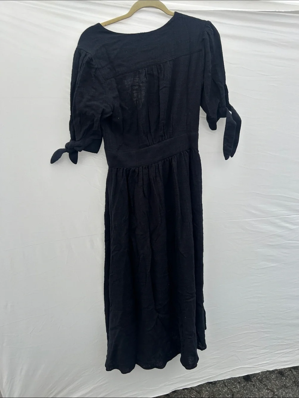 Free People Love in My life Midi Dress Blsck V Neck Button Up - Picture 4 of 4